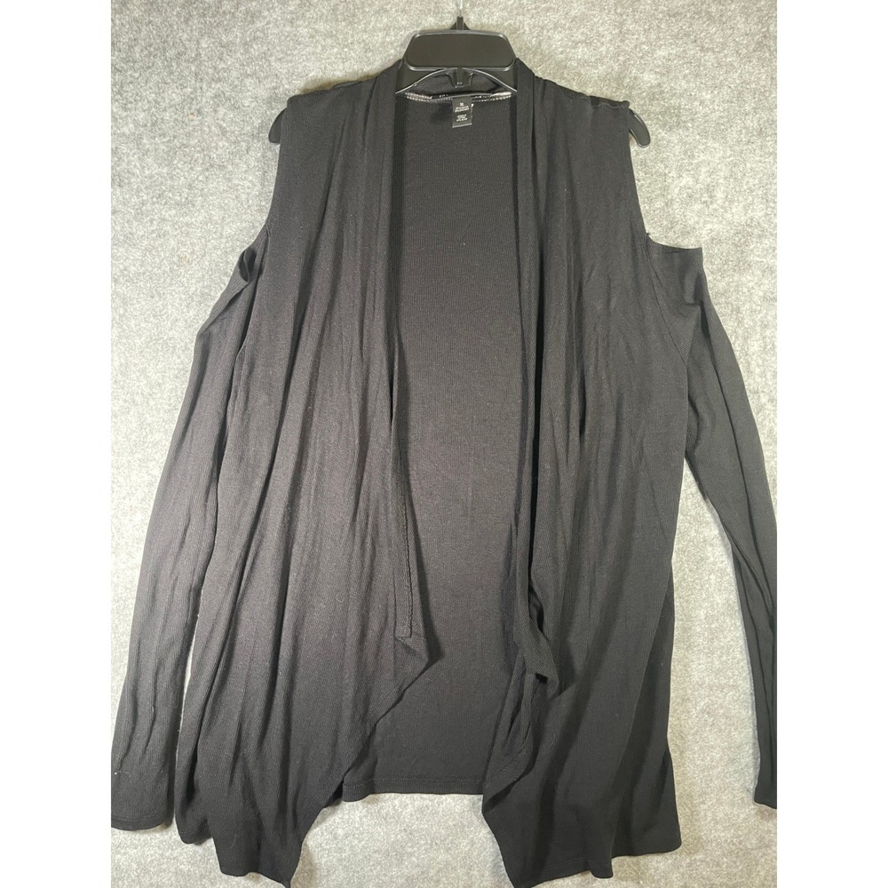 INC International Concepts Black Cold Shoulder Draped Open Front Cardigan XL